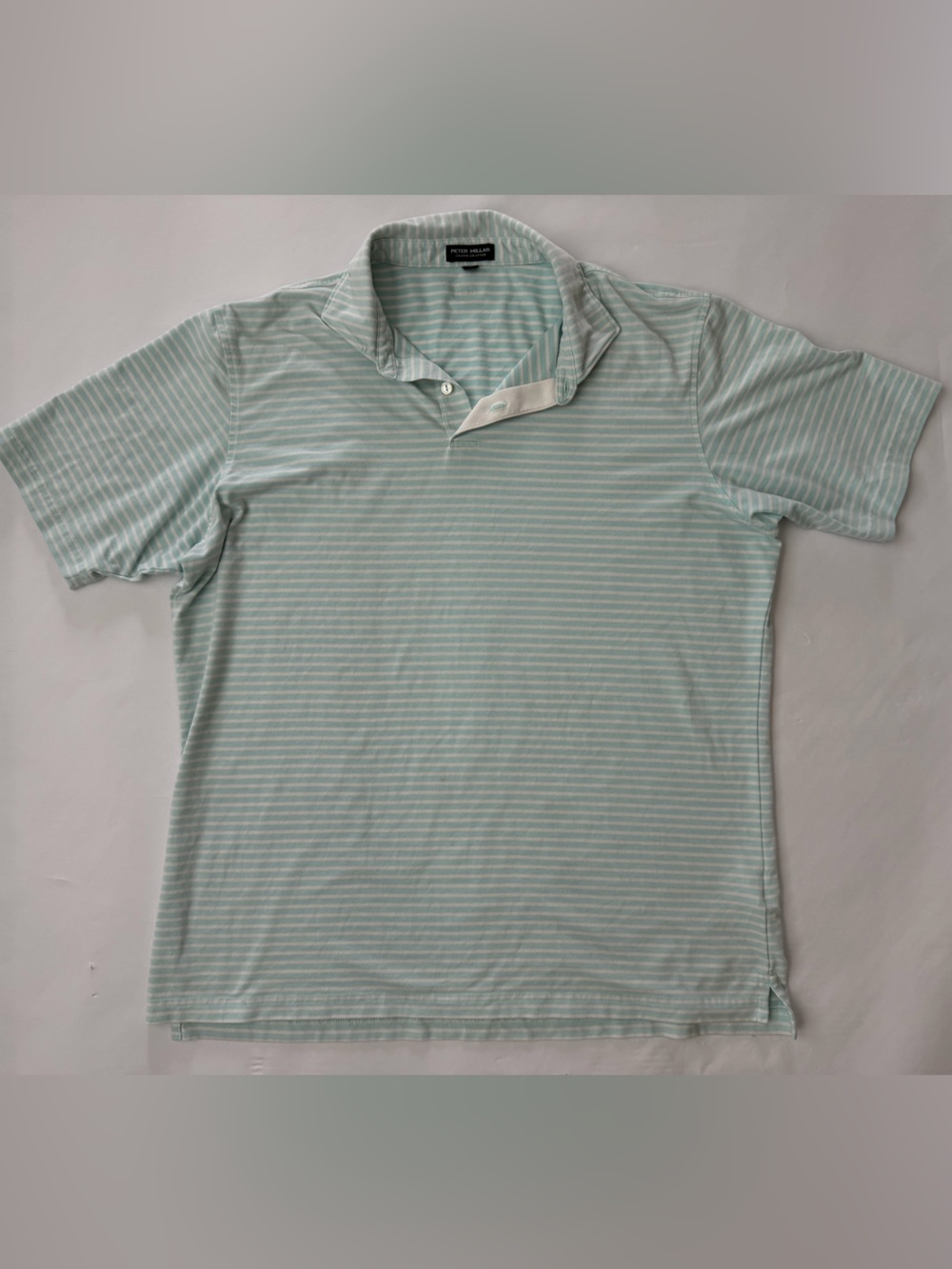 Peter Millar Mint and White Striped Button-Down Top